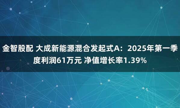 金智股配 大成新能源混合发起式A：2025年第一季度利润61万元 净值增长率1.39%